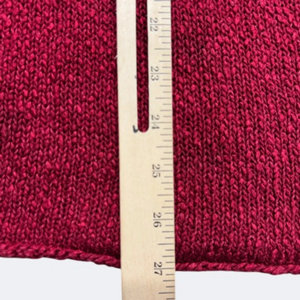 Eileen Fisher Sweater Women 2X Burgundy V Neck Knit Tunic Pullover Linen Viscose